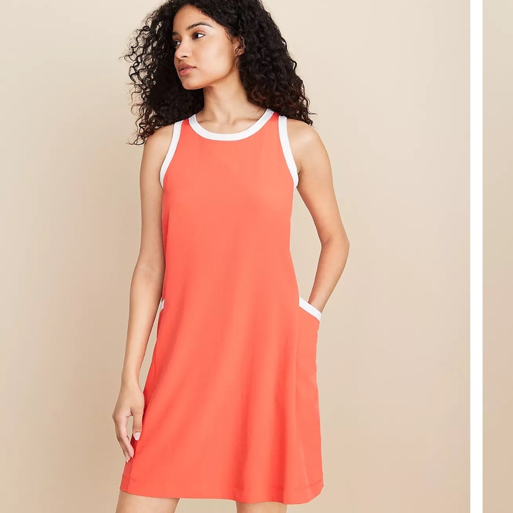 Lou & Grey Red Athletic Dress With White Piping NWT!